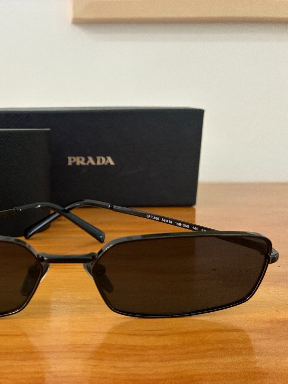 Prada sunglasses SPR A60 wire rim black with case and box
